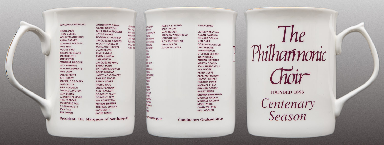 Commemorative mug celeating the choir's centenary